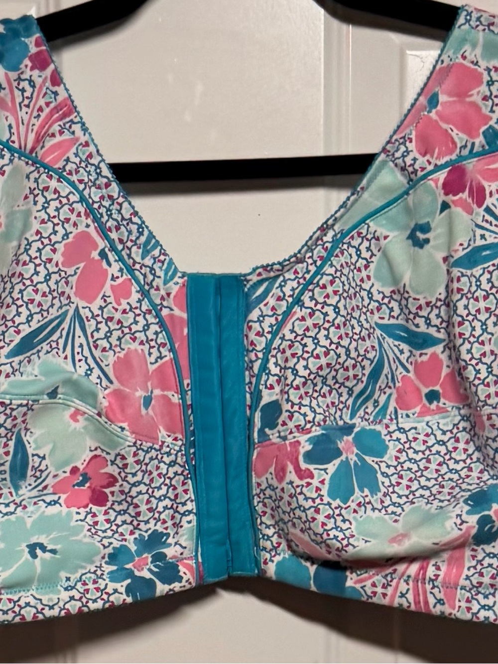 Floral Front-Closure Bra in Mint, Teal & Pink
